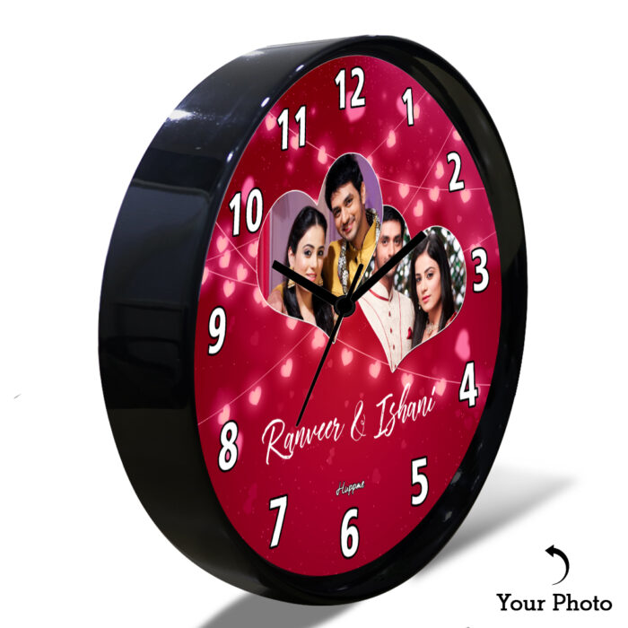 Personalized Romantic Two Hearts Wall Clock