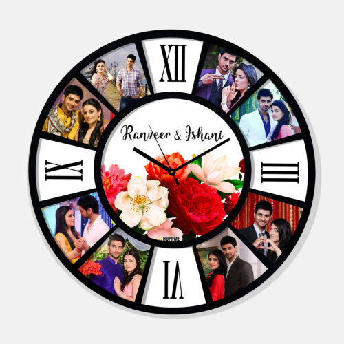 Personalized Photo Romantic 3D Ring (2 Layer) MDF Wall Clock - 40 cm