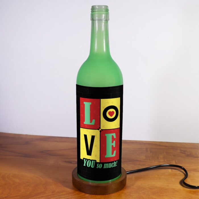 Personalized Love You So Much Glass Lamp Green