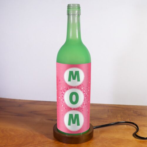 Personalized Mom Love You Glass Lamp Green