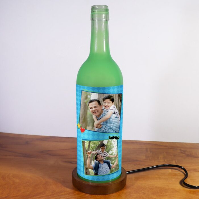 Personalized I Love Dad Glass Lamp Green