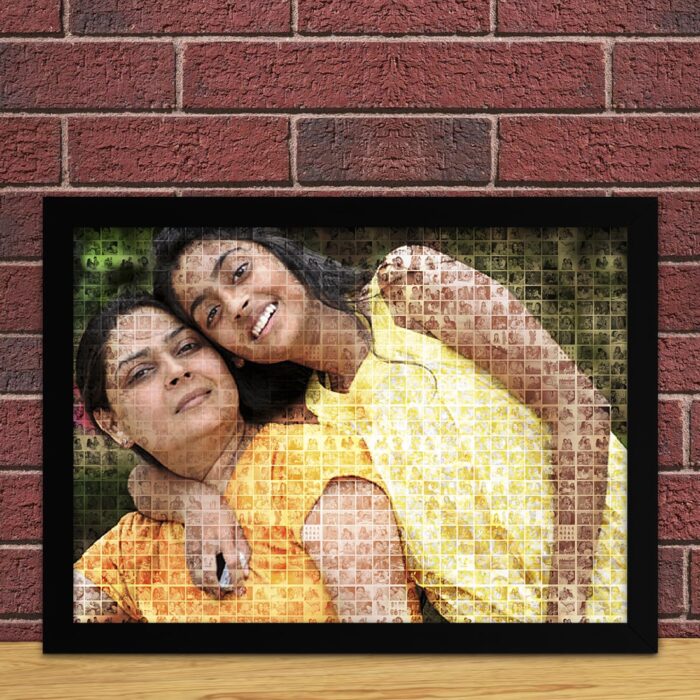 Mosaic photo frame mom and daughter