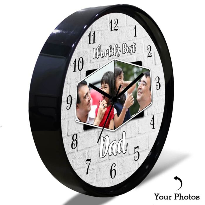 Personalized Worlds Best Papa Round Plastic Clock
