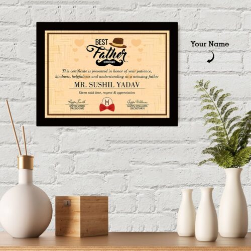 Personalized Best Father Framed Certificate