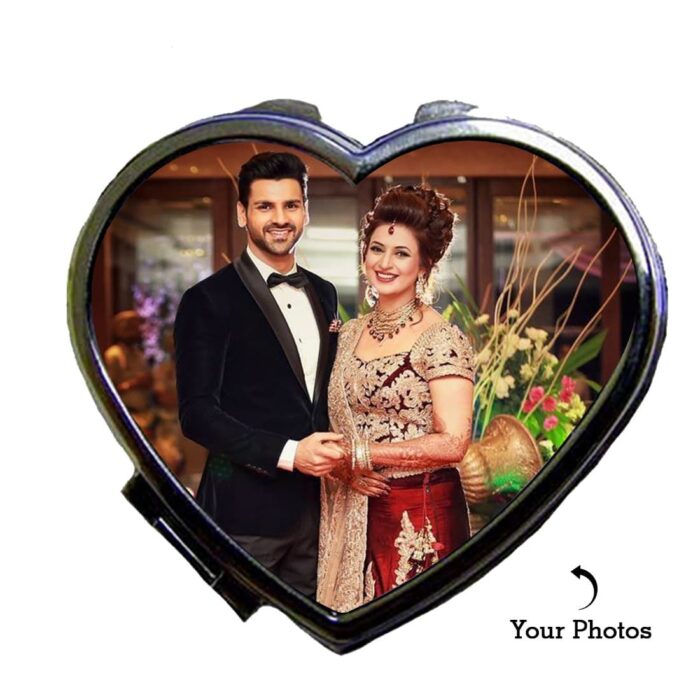Personalized Couple Heart Compact Mirror