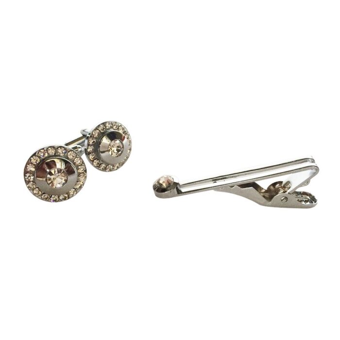 Cufflinks and Tie clip with shiny stones