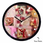Personalized Four Photo Wedding Wall Clock