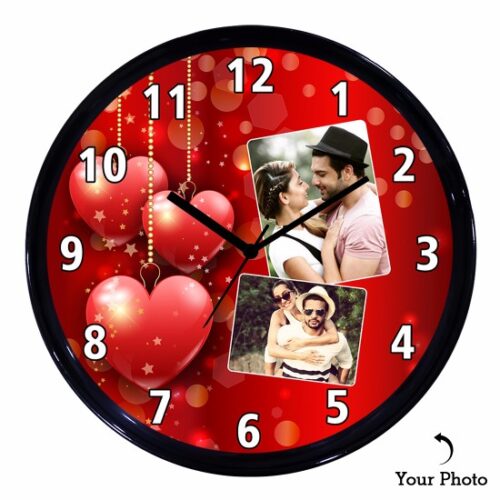 Romantic Two Photo Personalized Wall Clock