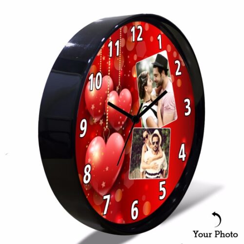 Romantic Two Photo Personalized Wall Clock