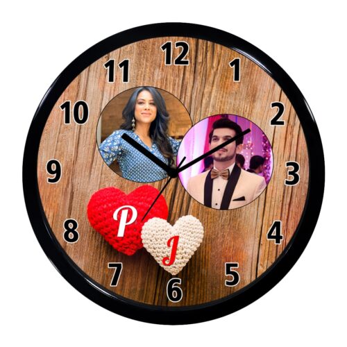 Personalized Couple Photo & Initials Wall Clock