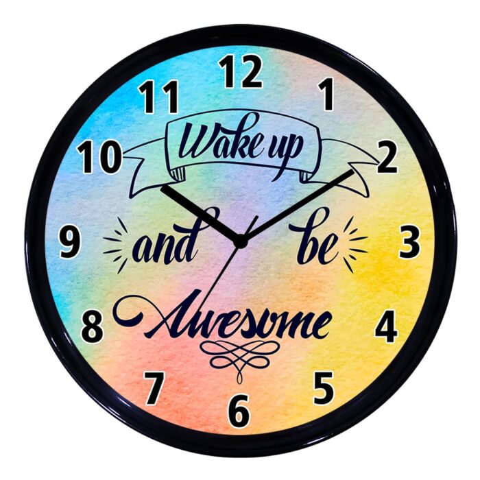 Wake Up And Be Awesome Round Plastic Clock