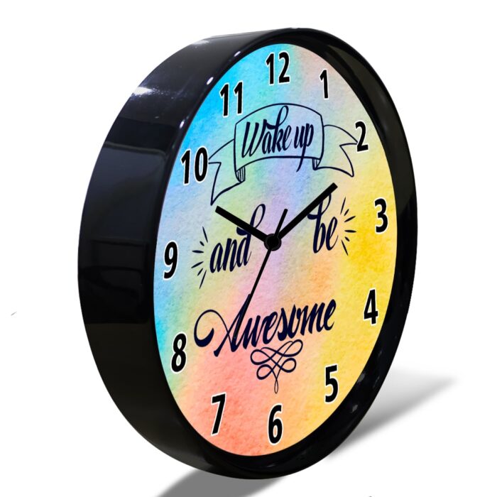 Wake Up And Be Awesome Round Plastic Clock