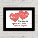 Two Hearts With Name & Date A3 Frame
