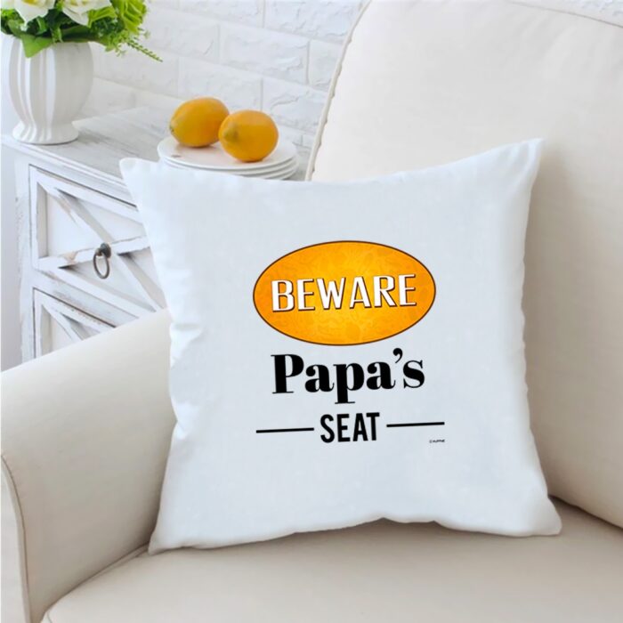 Beware Father  29 inches White Cushion With Filling