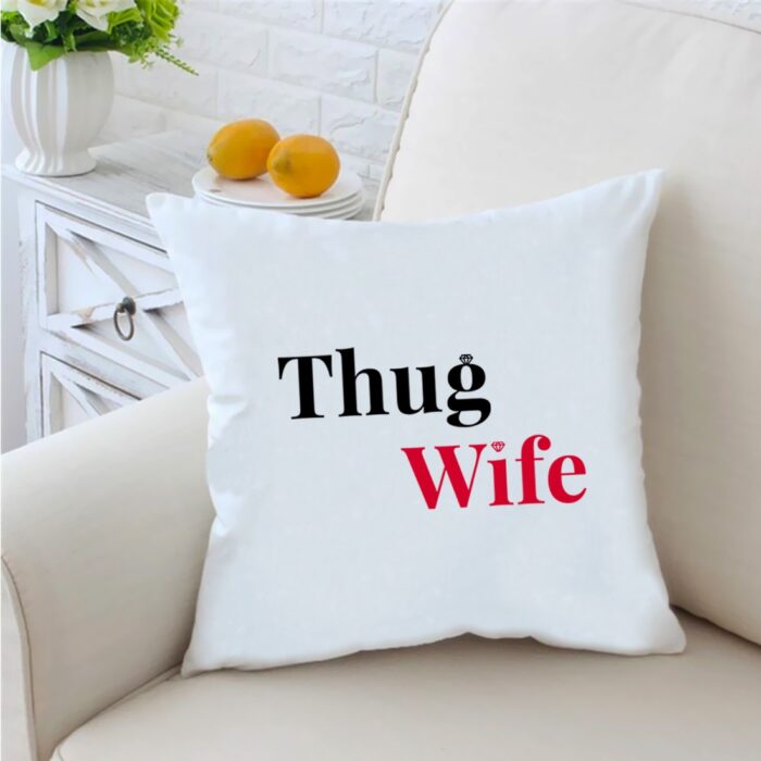 Thug Wife 95 inches White Cushion With Filling