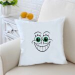 Green Eyes Face Second 101 inches White Cushion With Filling 1
