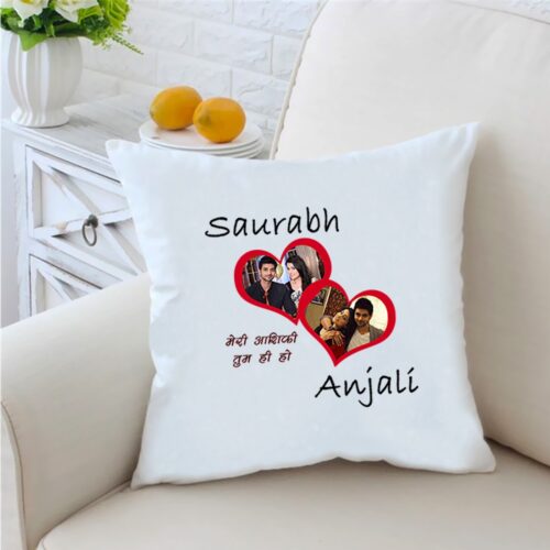 Meri Aashiqui 16 inches White Cushion With Filling