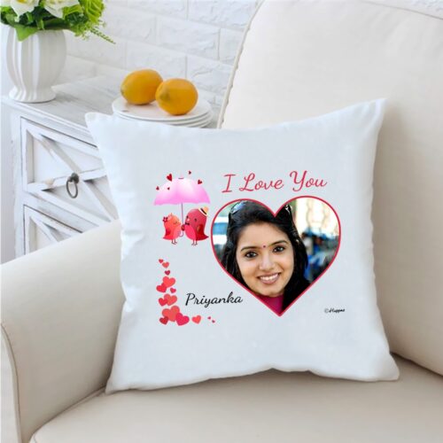 Love Bird Personalize 16 inches White Cushion With Filling
