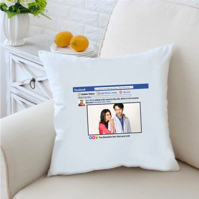 Fb Married Life Event 16 inches White Cushion With Filling