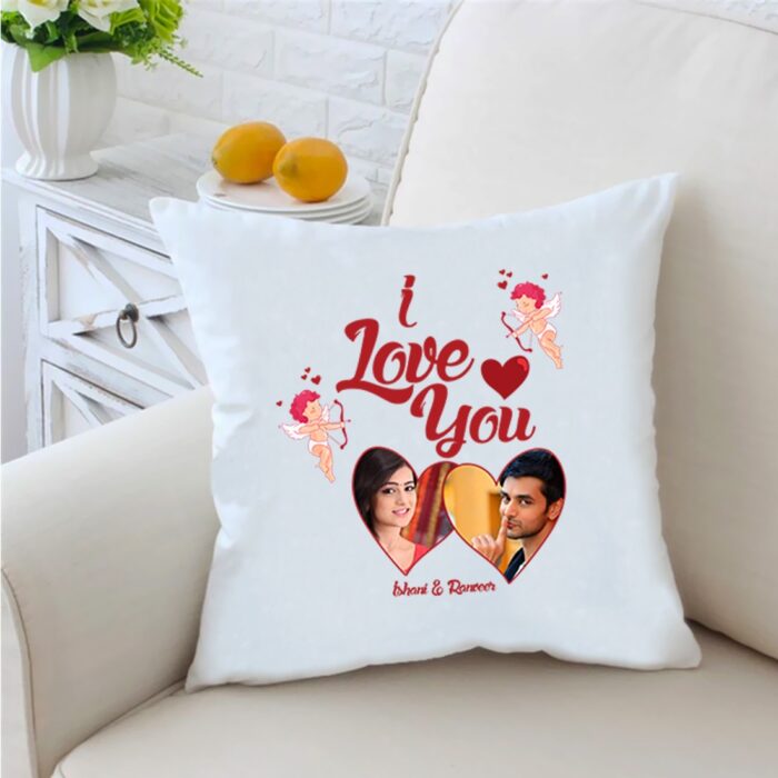 3D Heart I Love You 16 inches White Cushion With Filling