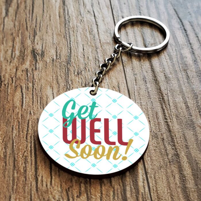 Get Well Soon Wooden Key Chain