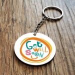 Get Well Soon Smily Wooden Key Chain 1