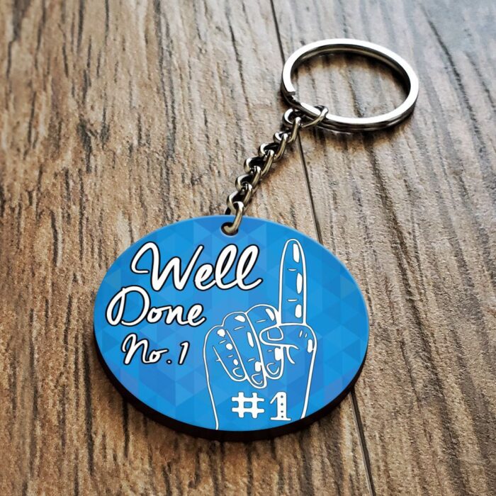 Well Done No 1 Wooden Key Chain