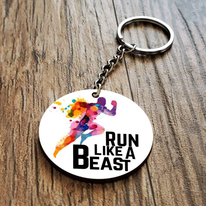 Run Like A Beast Wooden Key Chain