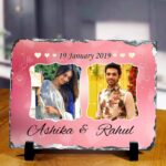 Personalised Couple Photo And Name Stone Tile