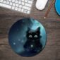 Black Cat Round Mouse Pad