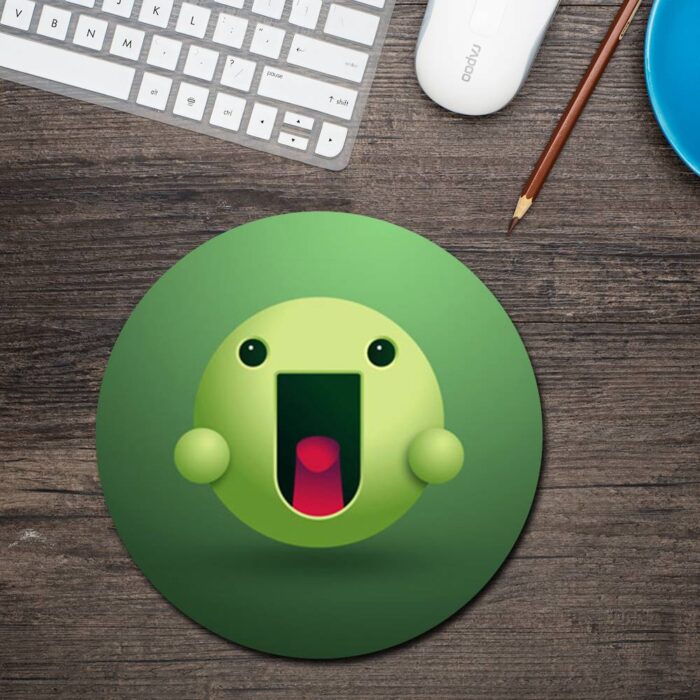 Green Face Round Mouse Pad