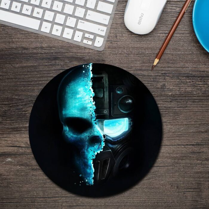 Skull Face Round Mouse Pad