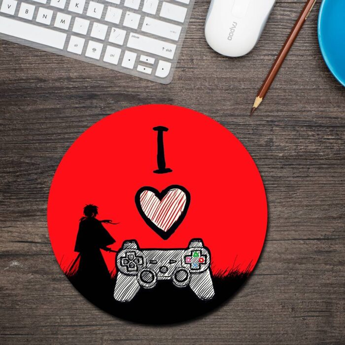 I Love Gaming Round Mouse Pad